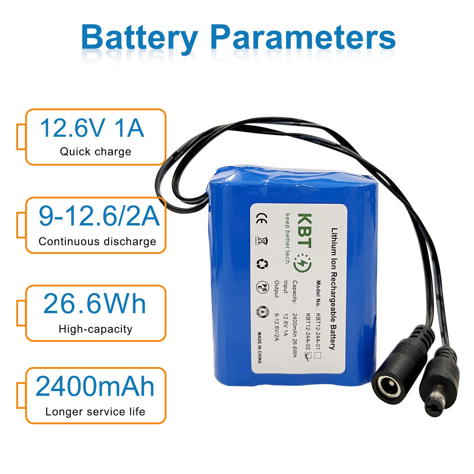 Amazon.com: KBT 12V 2400mAh Rechargeable Li-ion Battery, DC5521